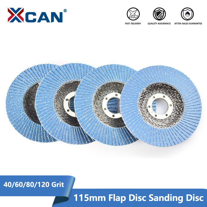 Discos de solapa XCAN, discos de lijado de 115mm, 4,5 pulgadas, 40/60/80/120, hoja de muela de grano para amoladora angular, herramienta abrasiva, disco de lijado