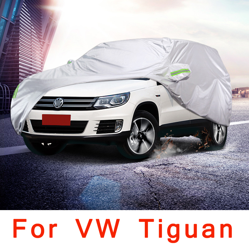 Penutup Mobil Penuh Pelindung UV Luar Ruangan dari Matahari Hujan Salju Kain Oxford Pelindung untuk Vw Tiguan 5n 2017 2018 2020 Aksesori