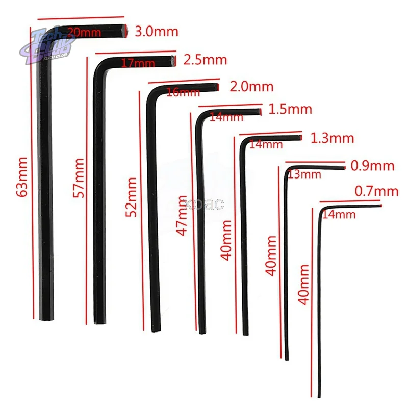 0.7MM Mới-3MM 7 Chiếc 0.7/0.9/1.3/1.5/2/2.5/3Mm Bộ Lục Giác Allen Chìa Khóa Cờ Lê Bộ Dụng Cụ Tay RepairTools