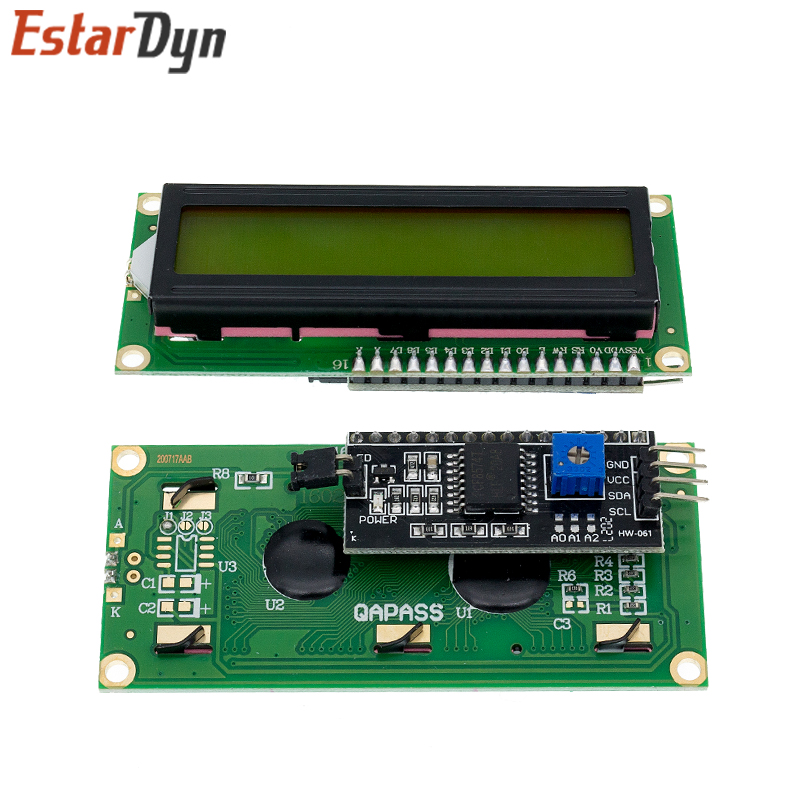 Módulo LCD LCD1602 1602 pantalla azul/amarilla verde pantalla LCD de 16x2 caracteres PCF8574T PCF8574 interfaz IIC I2C 5V para arduino