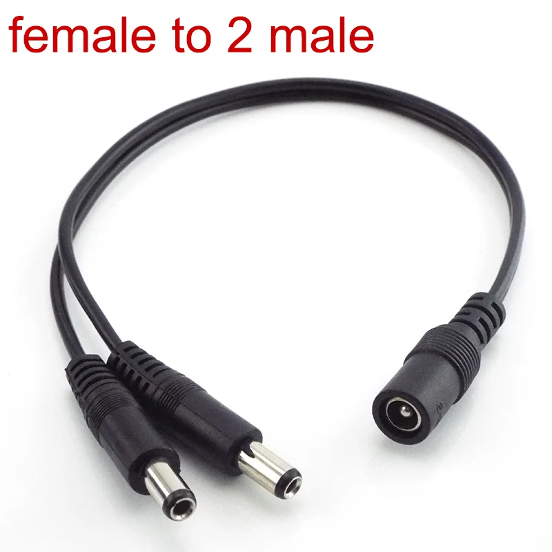 5.5 มม.* 2.1 มม.1 หญิง 2 ตัวเชื่อมต่อชายหญิงปลั๊ก DC Power Splitter สายกล้องวงจรปิด LED Strip Light อะแดปเตอร์จ่ายไฟ