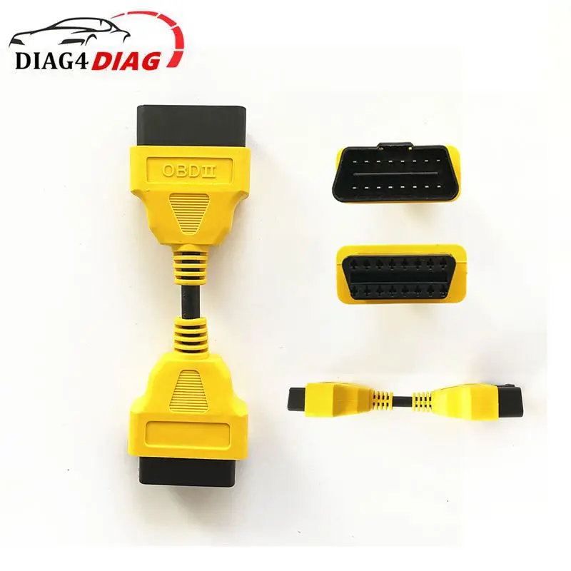 Cabo de extensão obd2 para carro obd2, 16 pinos macho para fêmea, cabo de extensão, cabo amarelo, adaptador de interface de diagnóstico obd2