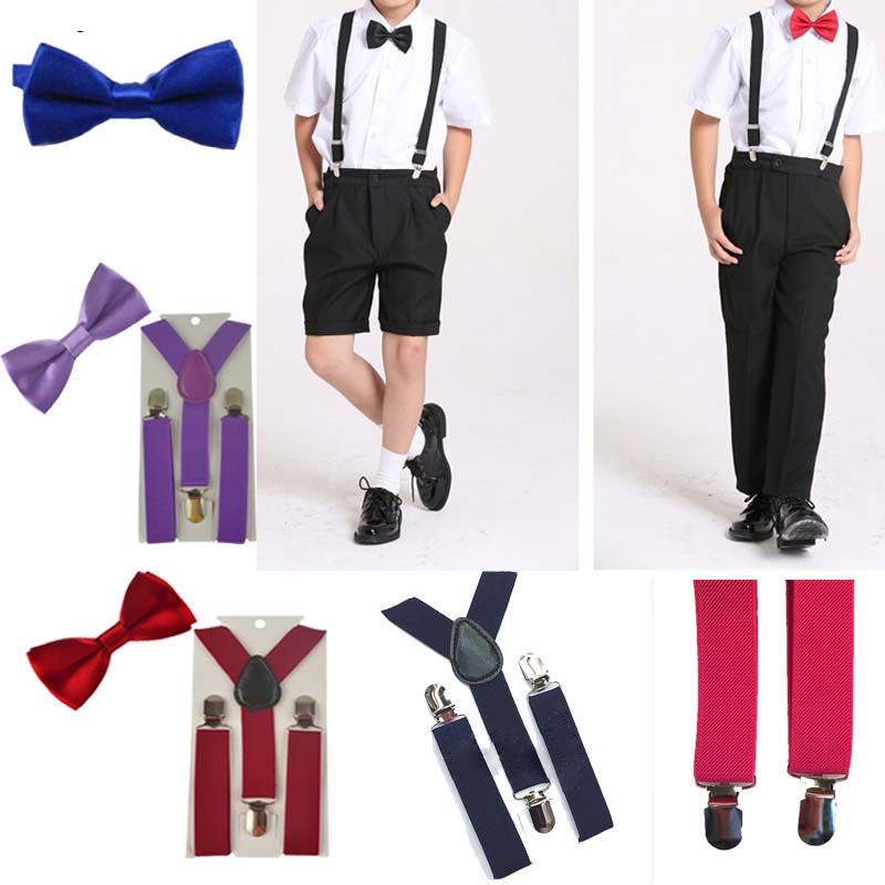 Party Verstelbare 2 stks Bretels Meisjes Y Terug Kinderen Strikjes Strikje Set Elastische Kids Stropdas Bretels Jongens