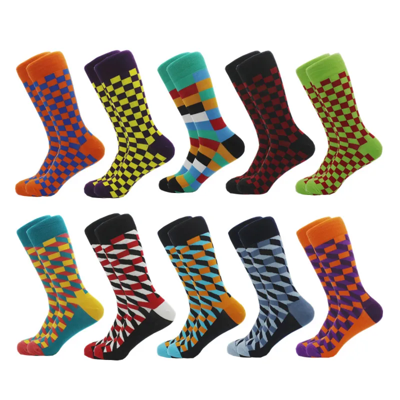 Calcetines clásicos de gran oferta para hombre, divertidos calcetines informales de vestir de negocios, calcetines de alta calidad, calcetines de algodón felices de compresión de Color para hombre