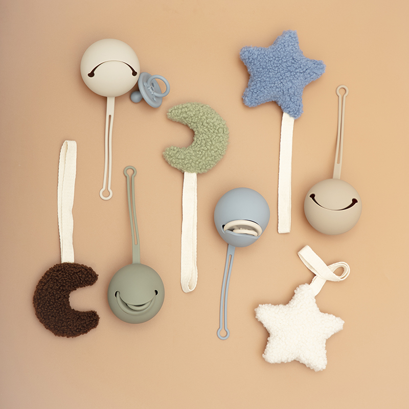 Attache-sucette pour bébé Sherpa Star Moon, chaîne de sucette pour nouveau-né, porte-tétine en Silicone, porte-factice, sans BPA, accessoire pour bébé