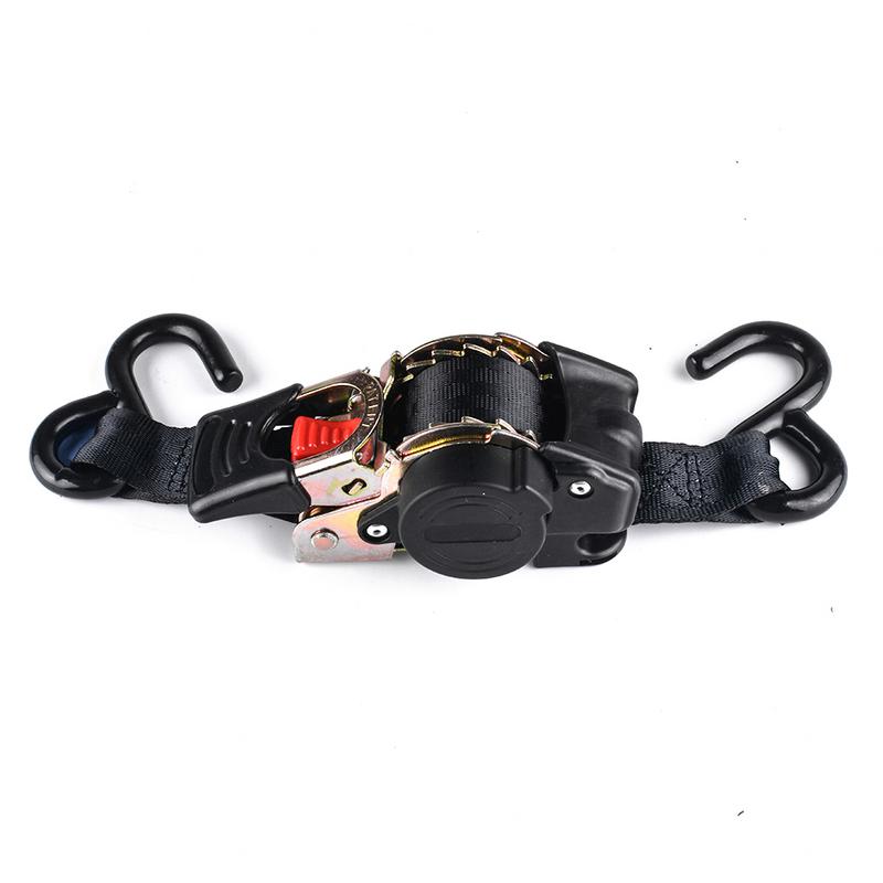 1Pair Tools New Tie Down Belts With Automatic Rollup Auto Retractable Easy To Carry Ratchet Tie Down Starp S-hooks