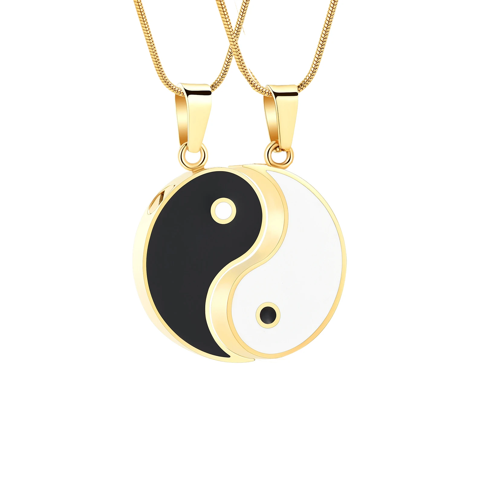 Yin Yang Liontin Kalung Baja Tahan Karat Bagua Guci Perhiasan untuk Abu Kenang-kenangan Pemakaman Peti Mati Perhiasan
