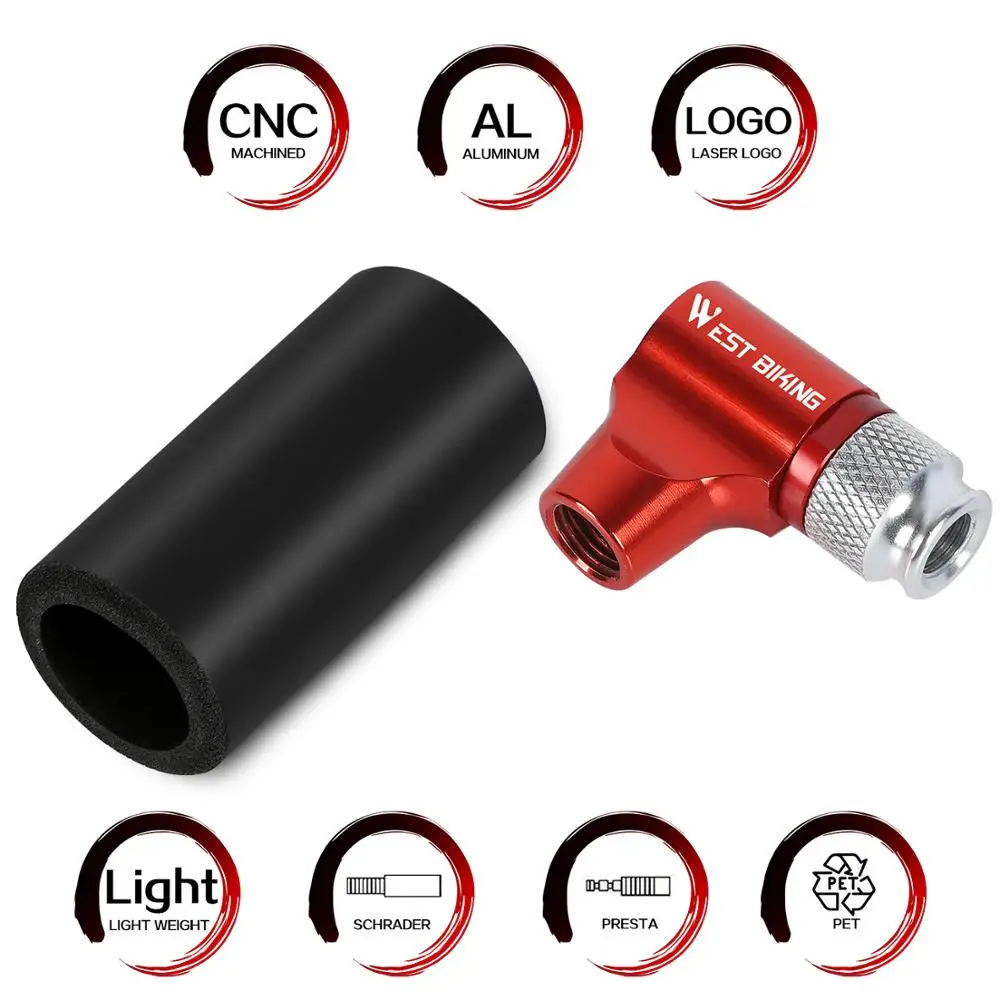 Tây Đạp Xe Di Động Xe Đạp Bơm Không Khí CO2 Bơm Hơi Cách Nhiệt Tay Phụ Kiện Xe Đạp Valve Schrader & Presta Mini Bơm Xe Đạp