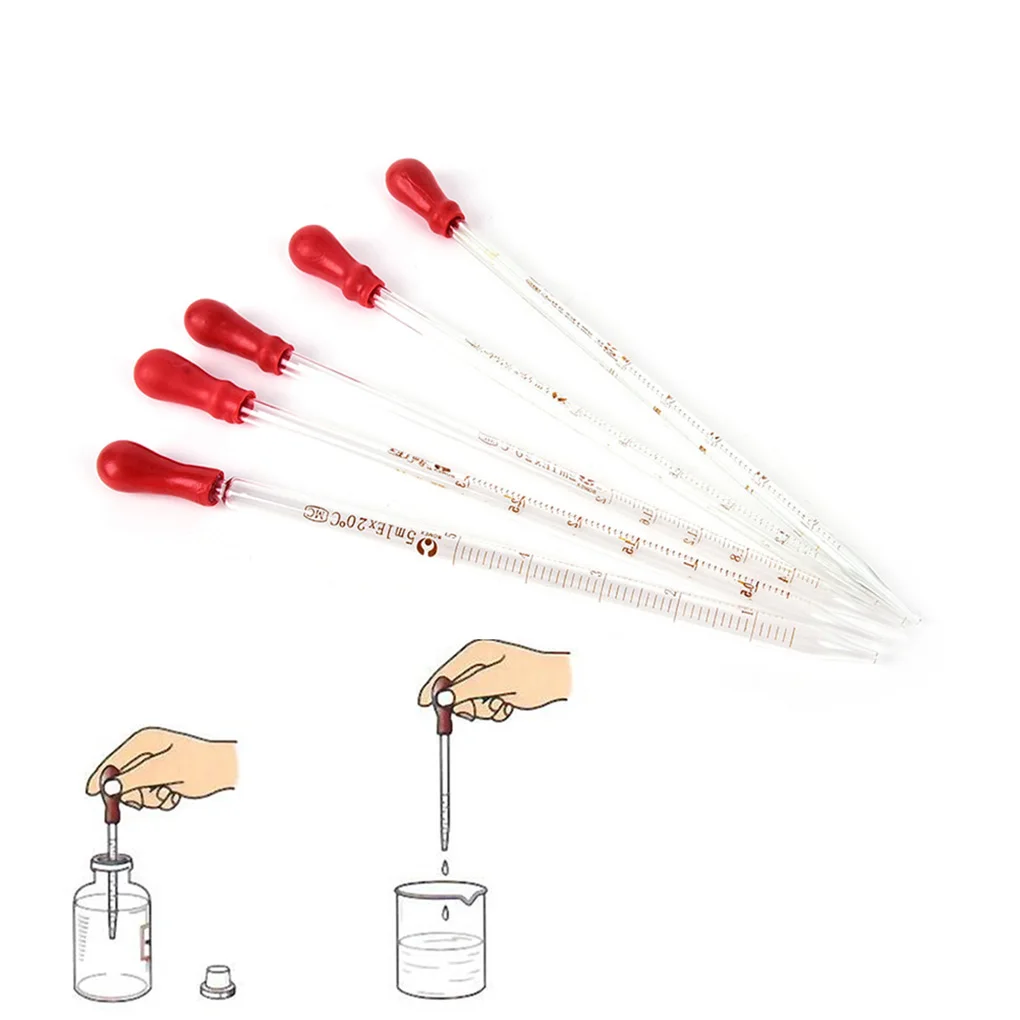 1pc Pipetta graduata in vetro Lampadina in gomma Esperimento scolastico da laboratorio Contagocce Erogazione 0,5 ml 1 ml 2 ml 3 ml