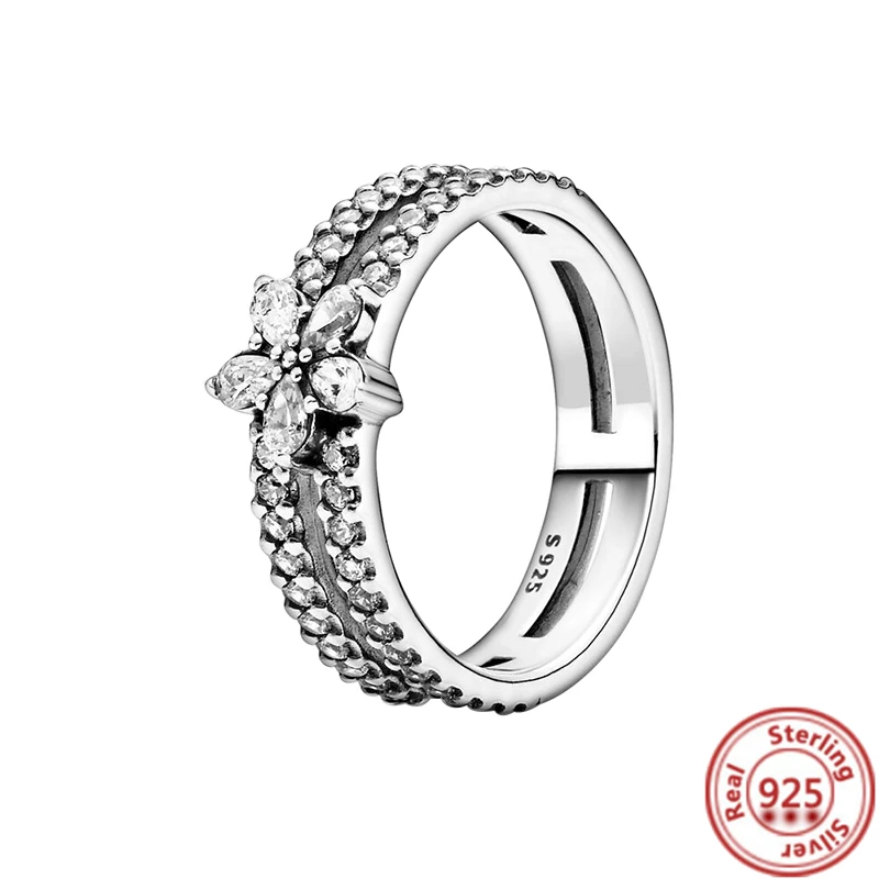Classico 100% argento sterling 925 principessa tiara corona scintillante amore cuore CZ Pantaro anelli donne gioielli di fidanzamento anniversario