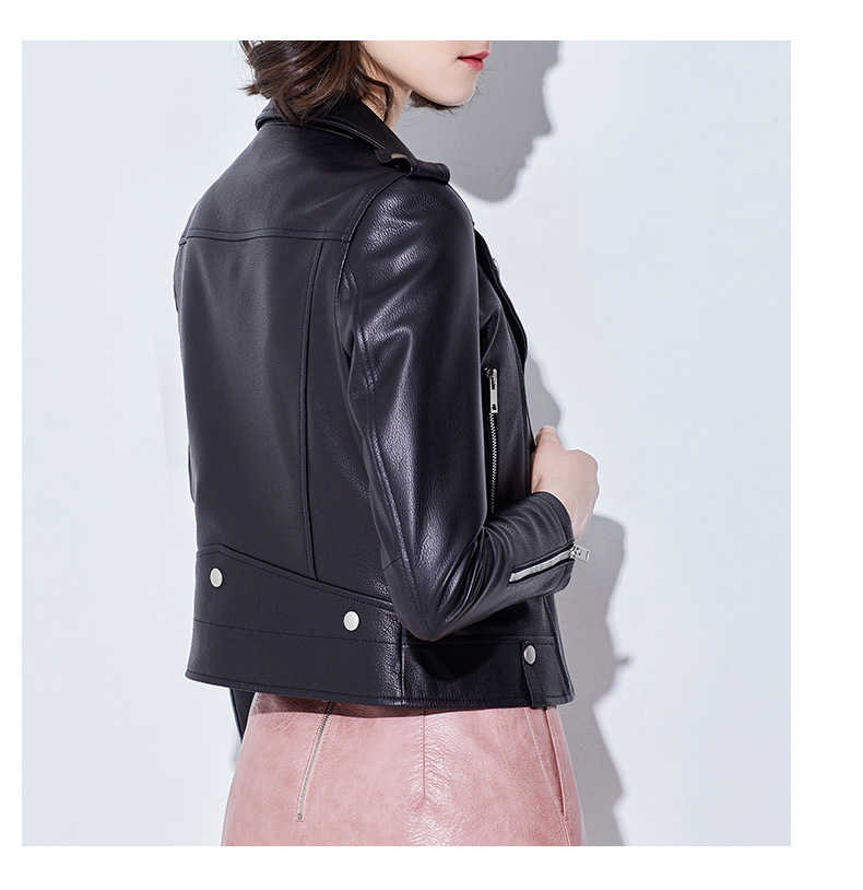 Jaqueta feminina couro legítimo preto, casaco feminino pele de carneiro
