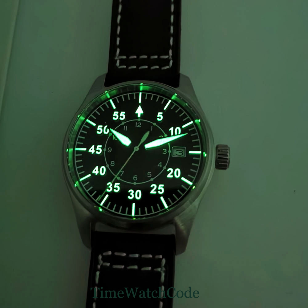 Tandorio NH35A Diver Herren-Automatikuhr, 39 mm, 200 m wasserdicht, Datum, Saphirglas, Leder-/Gummiarmband