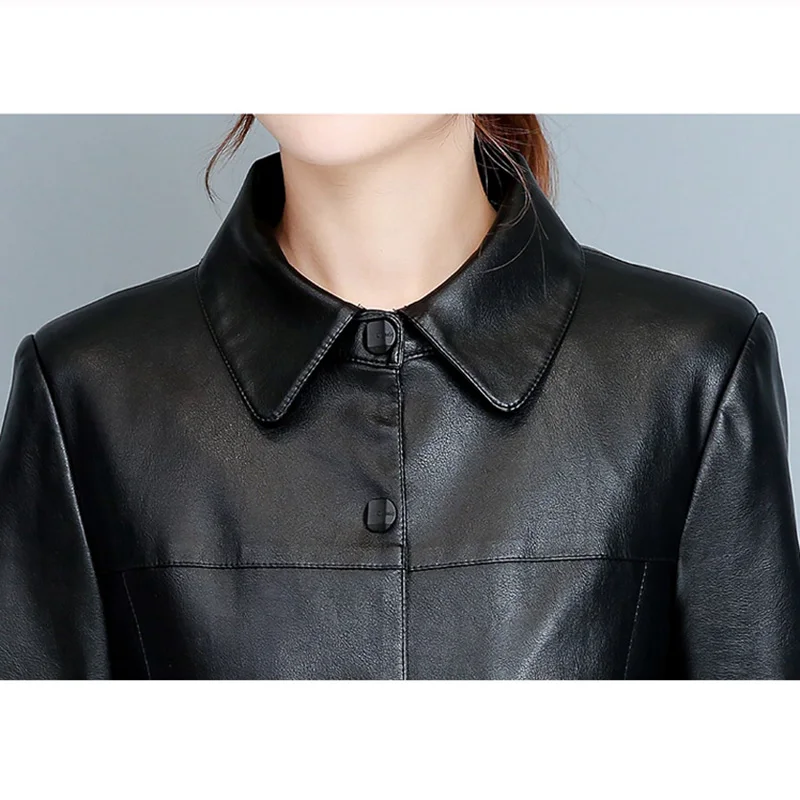 Neu Lederjacke Herbst Winter 2023 Mode Warm Abnehmbarer Pelzkragen Plus Baumwollfutter Dick Schmaler Mantel aus Schafsleder