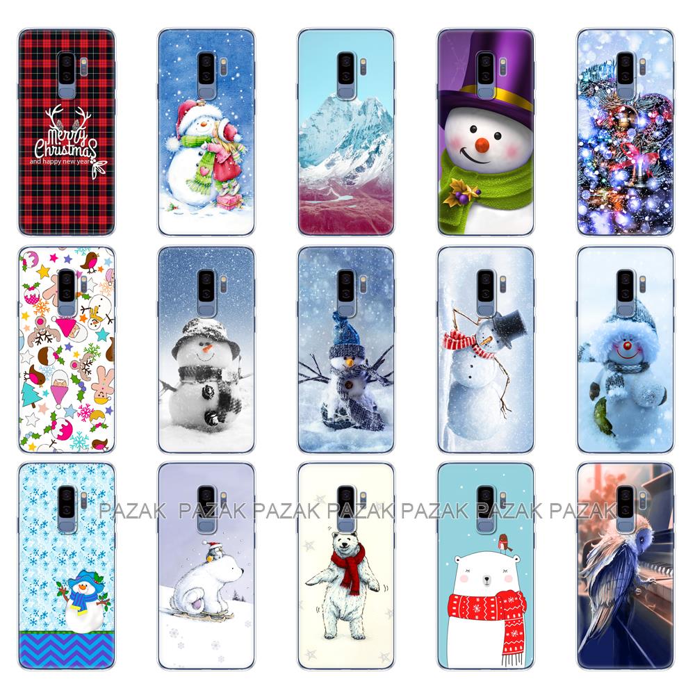 Untuk Samsung Galaxy S9/S9 PLUS Casing Penutup Belakang Ponsel untuk Samsung S9/S9 Plus Tas Lembut Silikon Musim Dingin Natal Pohon Salju Tahun Baru