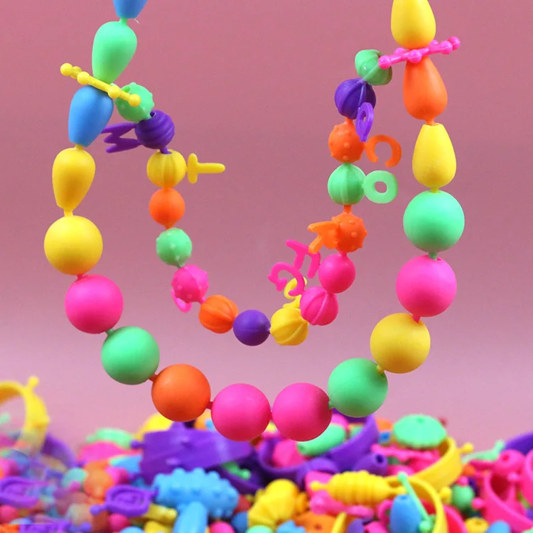 Pop-Arty ลูกปัด Snap-Together สําหรับเครื่องประดับเด็กแฟชั่นชุด DIY สร้อยคอและสร้อยข้อมือหัตถกรรมของขวัญวันเกิดของเล่นเด็กลูกปัด