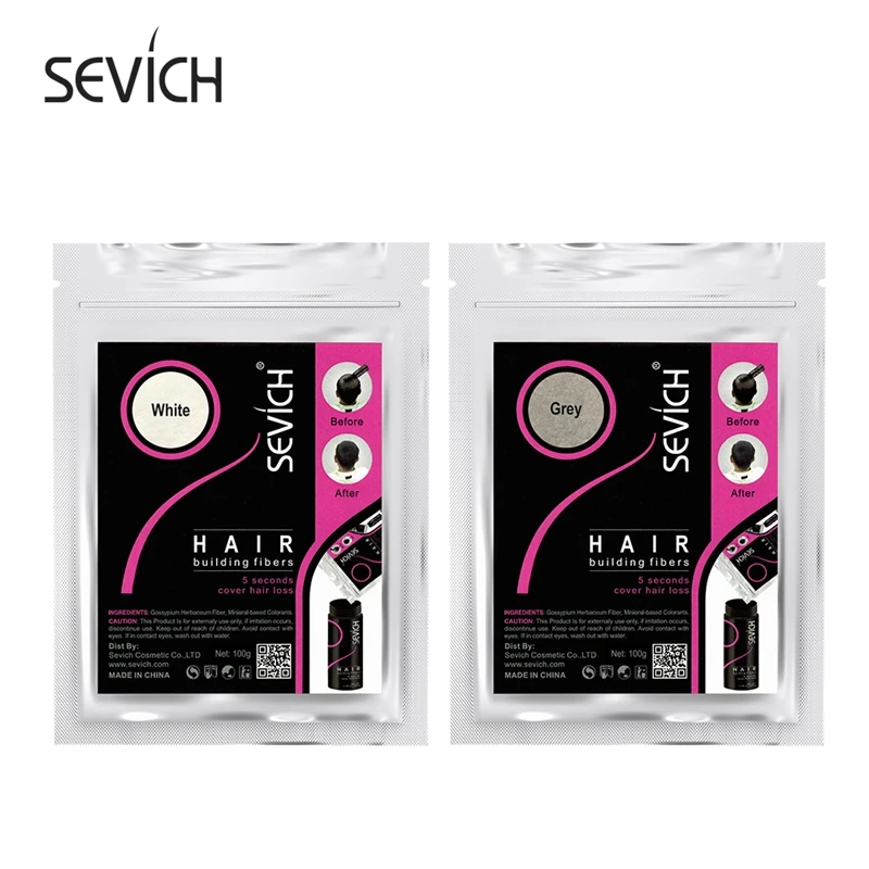 Sevich Refill 100G Tóc Sợi Tóc Sản Phẩm Tóc Xây Dựng Sợi Loại Bột Làm Dày Mái Tóc Mỏng 10 Màu Tóc Keratin mọc
