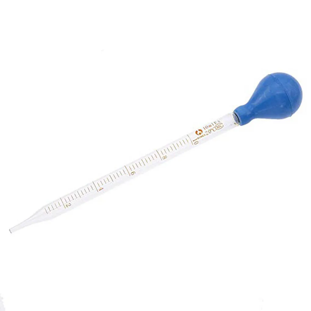 10Ml Kính Quy Mô Đường Ống Nhỏ Giọt Pipet Phòng Ly Đá Thả Pipet Xanh Dương Đầu Cao Su Pipettors