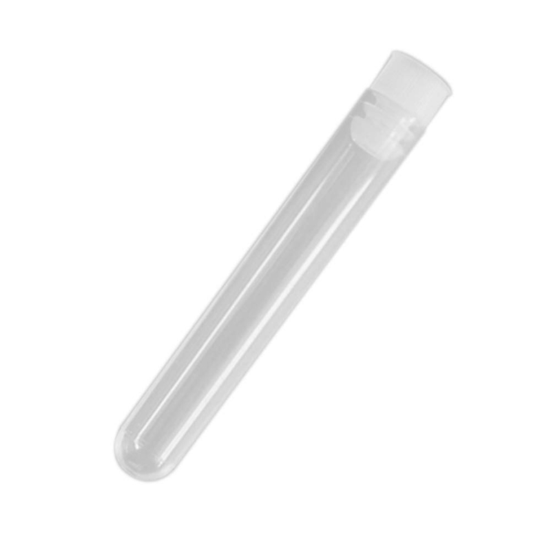 100Pcs Plastica Trasparente Provette con il Bianco Tappi A Vite Bottiglie Contenitori di Esempio Push Caps 12X75mm