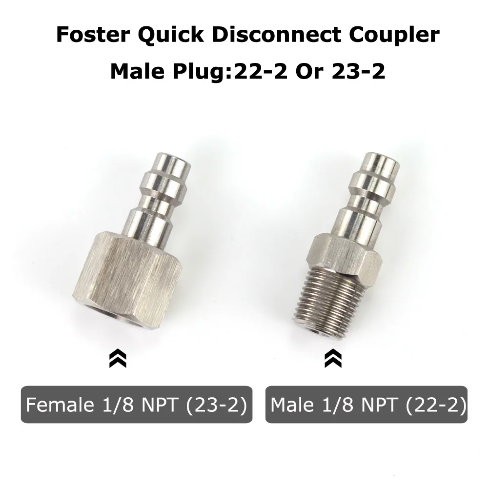 ใหม่ Foster Quick Disconnect Coupler สแตนเลสชายปลั๊ก22-2หรือ23-2หญิง Coupler 2202หรือ2302(1/8 Npt Thread)