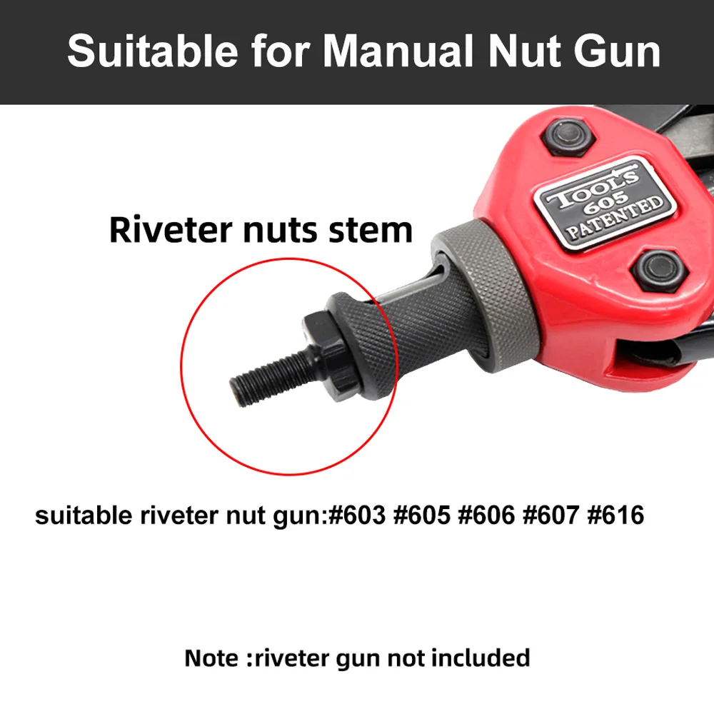M3-M12 6-32 8-32 10-24 1/4-20 5/16-18 3/8-16 1/2-13 Riveter Gun Part Threaded Mandrel for Hand Nut Rivet Guns Tool Accessories