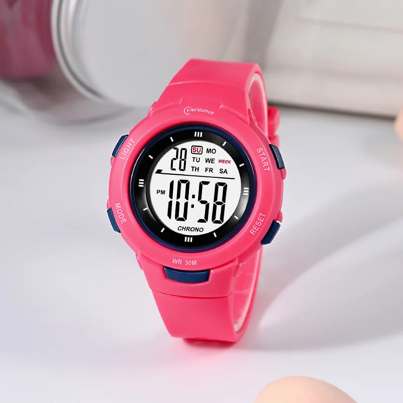 UTHAI CE49 reloj electrónico de moda para estudiantes, luminoso, resistente al agua, correa de PU, Pinhole