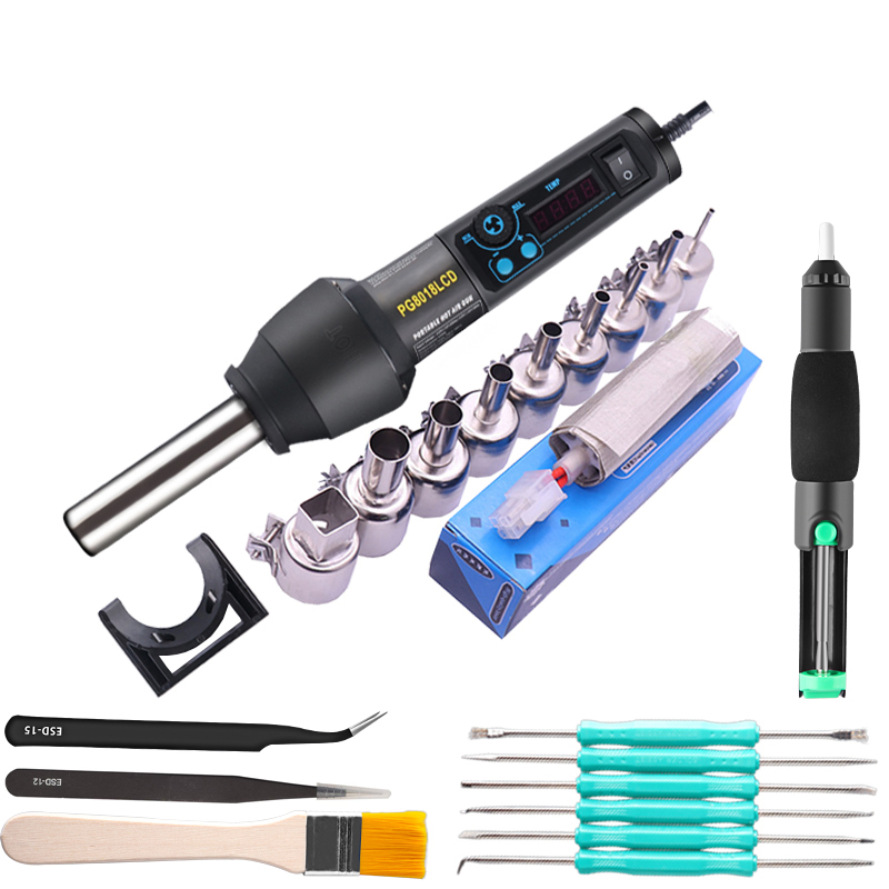 PG8018LCD 220 V/EU US 650W คุณภาพสูงปรับความร้อนอิเล็กทรอนิกส์ HOT AIR GUN Desoldering การประสาน Station IC SMD BGA + หัวฉีด