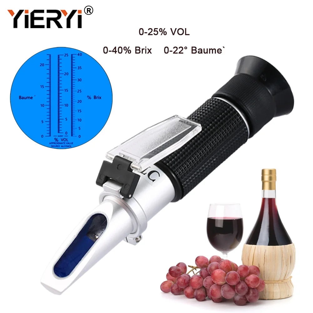 Mới Di Động 3 Trong 1 Tay Tổ Chức Nho Rượu & Rượu Vang Khúc Xạ (Brix, baume Và W25V/V Cân)