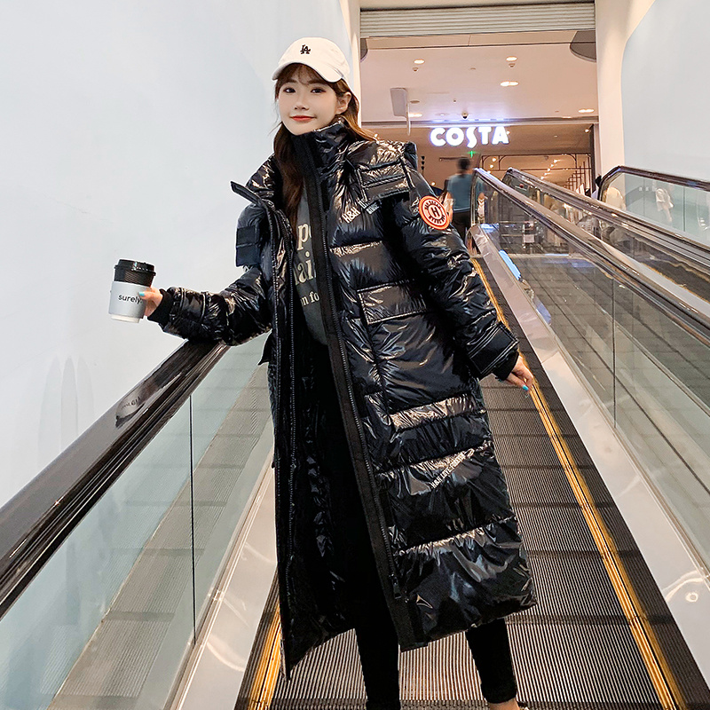 2024 Winter Frauen Parka Jacke Warme Dicke Lange Unten Baumwolle Mantel Weibliche Lose Oversize Mit Kapuze Glänzend Tasche Mantel