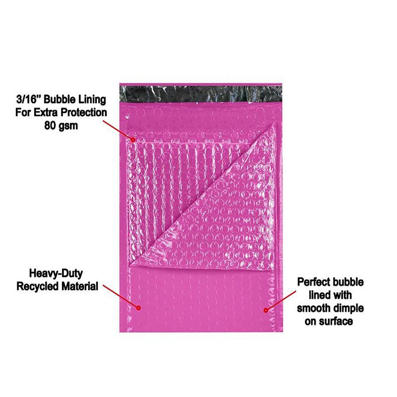 Poly Mailer Bolha Envelopes Acolchoados, Self Seal Mailing Bag, Saco do presente do casamento, Envelopes de envio, Cor, 10Pcs