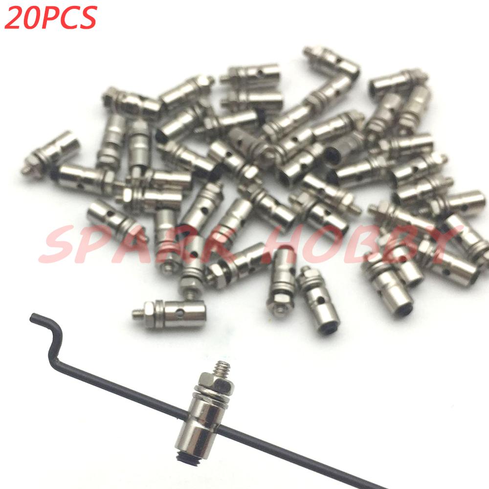 20 Chiếc 1.3Mm 1.8Mm 2.1Mm Pushrod Kết Nối Liên Kết Nút Chặn Kim Loại Nhanh Chóng Điều Chỉnh Định Vị Servo Kết Nối Cho DIY RC Thuyền Một Phần