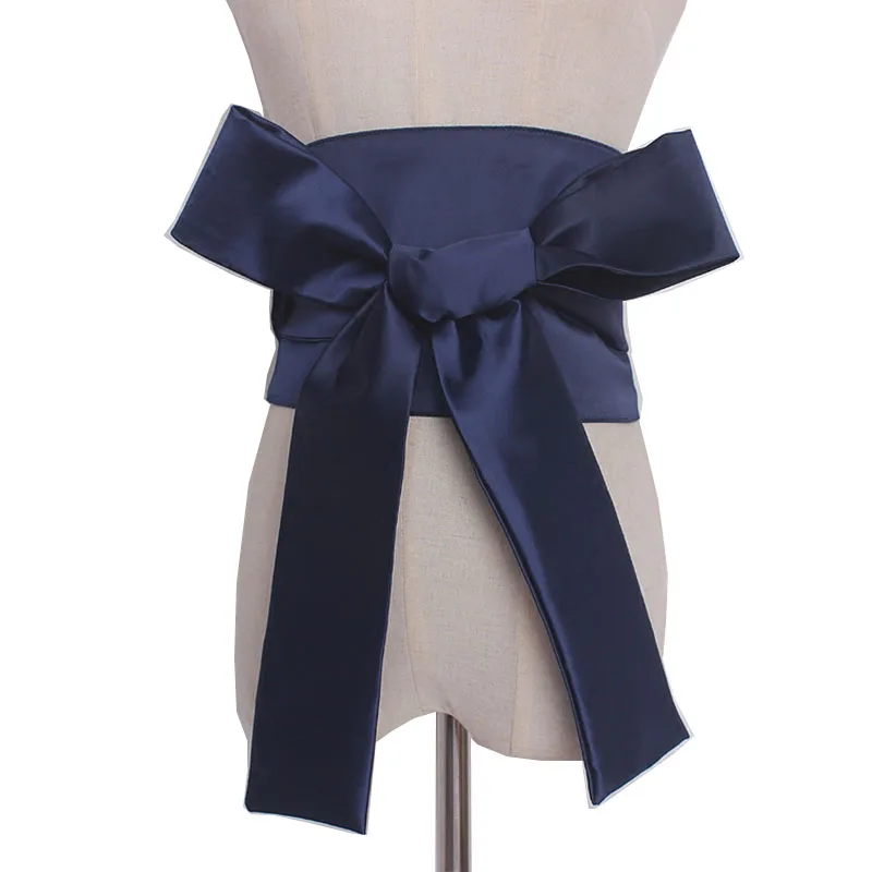 Gravata vintage com laço frontal, cintos largos para mulheres vestido feminino, corpete com faixa borboleta, cinto japonês