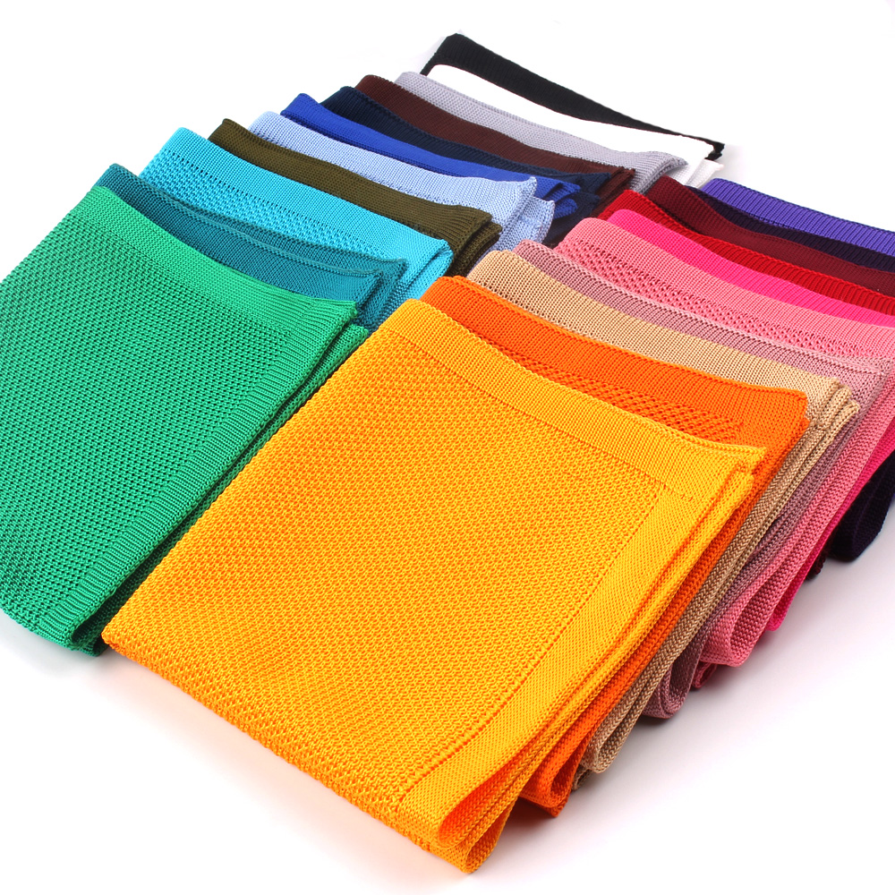 Pañuelo cuadrado de punto sólido para hombre, pañuelos de punto, traje informal, toallas para bufandas de fiesta