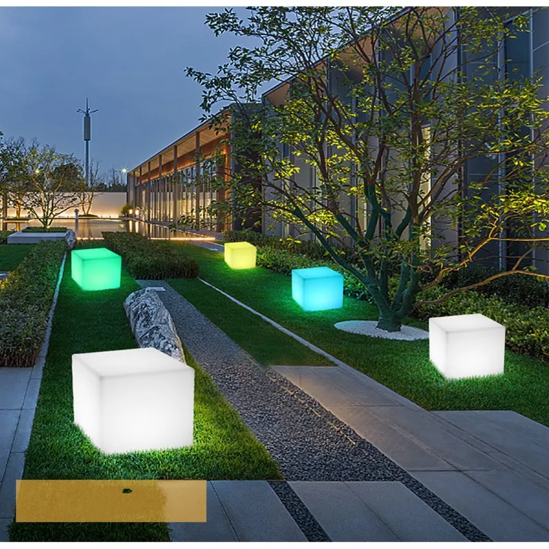 RGB LED ส่องสว่างเฟอร์นิเจอร์ Cube สตูลที่นั่งเรืองแสงเก้าอี้ระยะไกลกลางแจ้ง Gadget Home PARTY ตกแต่ง