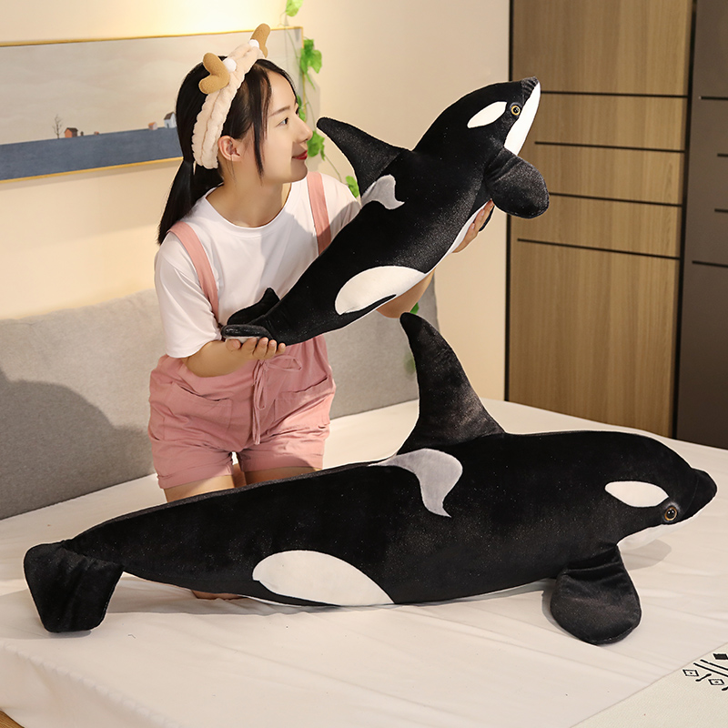 50 cm-130 cm Lebensechte Orcinus Orca Schwarzwal Plüschtiere Großer Fisch Stoffpuppe Hai Gefüllte Meerestiere Kinder Geburtstagsgeschenk