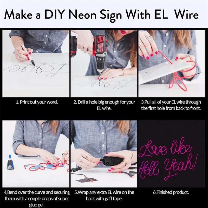ยืดหยุ่นนีออนเรืองแสงรถ EL ลวด LED กันน้ําเชือก DIY รถ, ปาร์ตี้, ห้อง, ตกแต่งเสื้อผ้า, 1 m, 2 m, 3 M, 4 M, 5 m