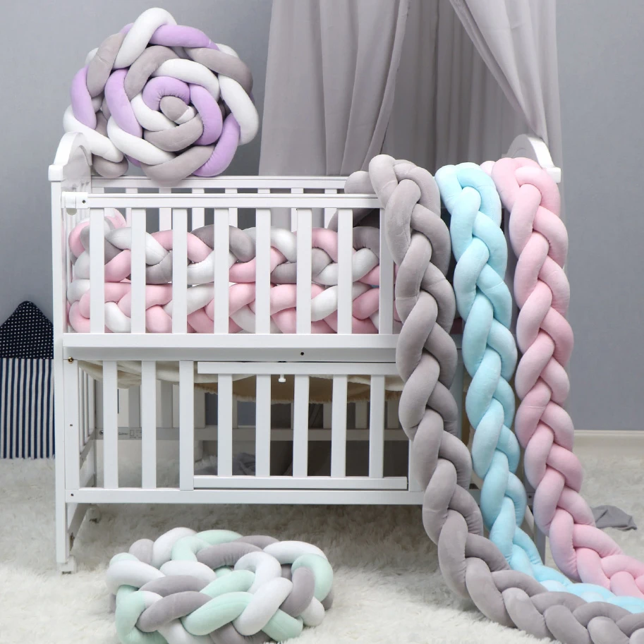 1M/2M/3M Giường Cũi Em Bé Bảo Vệ Nút Thắt Giường Cho Bé Ốp Lưng Dệt Vải Sang Trọng Trẻ Sơ Sinh Cũi Đệm dành Cho Bé Sơ Sinh VƯỜN Ươm Giường Ốp Lưng Trang Trí Phòng