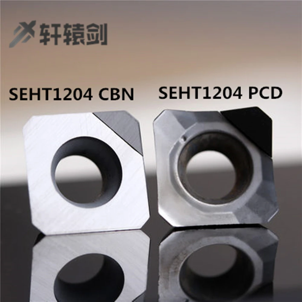 SEHT1204 Pemotong Penggilingan Berlian PCD Datar Cnc Logam Campuran Aluminium Wajah Akhir Pabrik Cnc Bubut Karbida Sisipan Alat Balik Kuningan