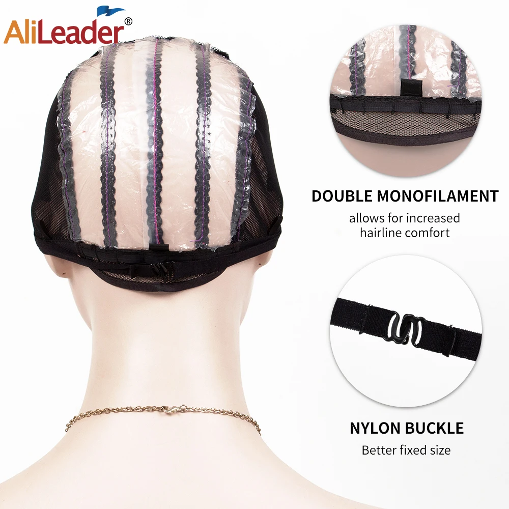 Alileader Giá Rẻ Có Thể Điều Chỉnh Tóc Giả Mũ S/M/L 1 Chiếc Đế Nắp Đen Dệt Tóc Giả Công Cụ Glueless Ren tóc Giả Mũ Dệt Nắp Làm Tóc Giả