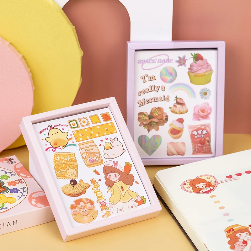 Yoofun 50 รูปแบบที่ไม่ซ้ําตกแต่งเครื่องเขียนสติกเกอร์ความฝันที่มีสีสัน Scrapbooking DIY ไดอารี่อัลบั้ม Retro Vaporwave Stick