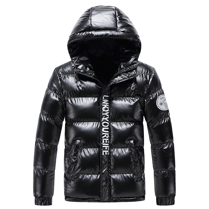 メンズフード付きダウンジャケット,シルバーレタリングプリントの暖かい冬の衣服,ファッショナブル,4xl