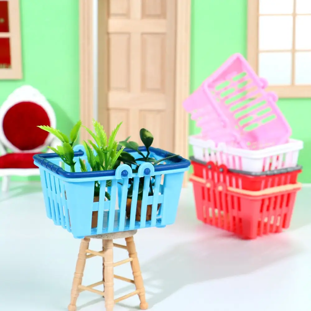 Mini cesta de compras para casa de boneca cesta de alimentos supermercado brinquedo de compras em miniatura móveis modelo adereços boneca acessórios