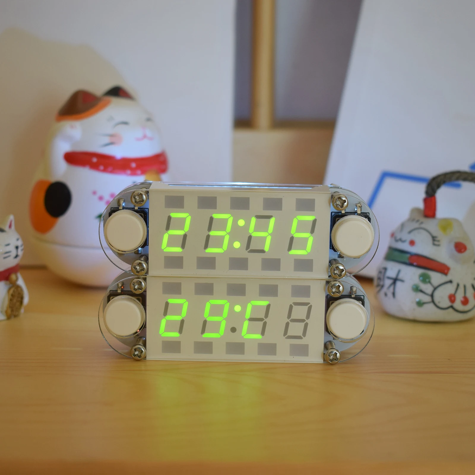Mini Kit de reloj electrónico LED de 4 dígitos, tubo Digital de dos colores, multifuncional, DIY