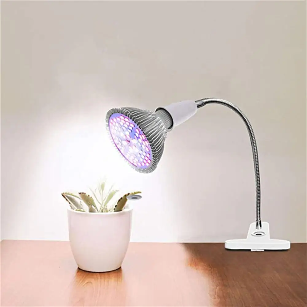 Portalámparas de escritorio Flexible con enchufe UE EE. UU., 360 grados, Base E27, Cable con Clip de cuello de cisne con interruptor de encendido y apagado para plantas domésticas