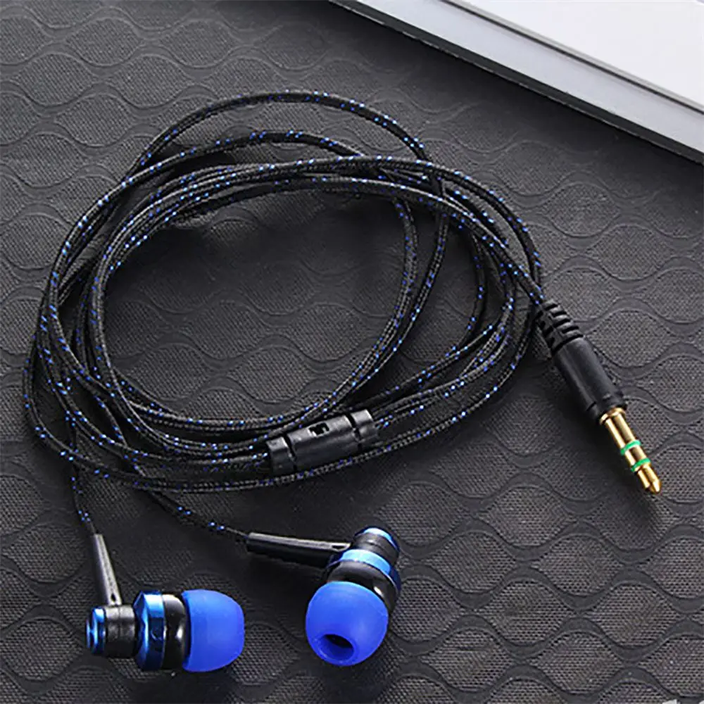 Auriculares intrauditivos estéreo con Cable de tejido de nailon, audífonos con micrófono de 3,5mm para ordenador portátil y Smartphone, regalos, 1 unidad