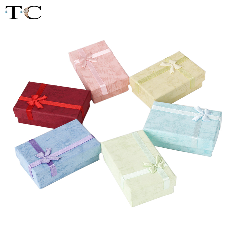 12 pçs/lote cores sortidas anel colar conjunto caixa trinket colar caso brincos titular 5*8 embalagem caixa de presente