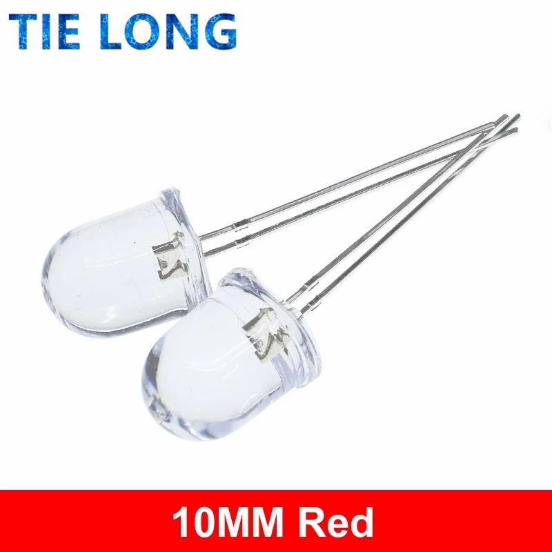10mm LED 5 Colors Red Blue Yellow Green White Transparent 20mA 0.75W Ultra Bright Round LED Light Emitting Diode Lamp