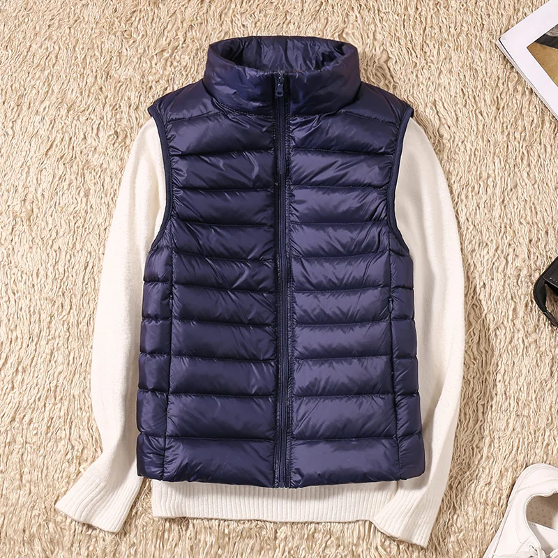 Phụ Nữ Mới Không Tay Nữ Siêu Nhẹ Xuống Áo Ôm Áo Khoác Bé Gái Áo Gilet Nhẹ Chống Gió Ấm In Di Động