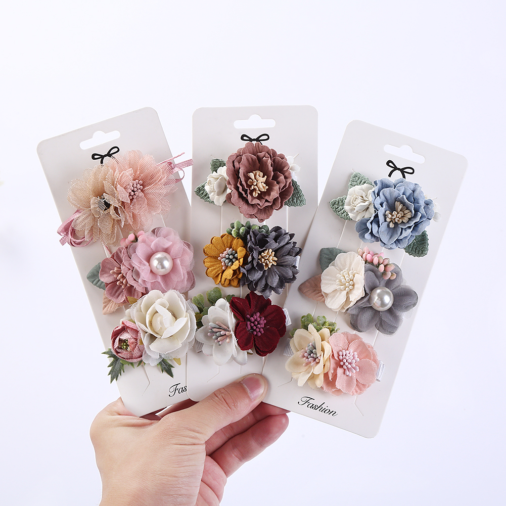 3 Cái/bộ Nhân Tạo Hoa Bé Gái Kẹp Tóc Ngọc Trai Voan Sơ Sinh Hairgrips Đạo Cụ Chụp Ảnh Kẹp Tóc Phụ Kiện Tóc