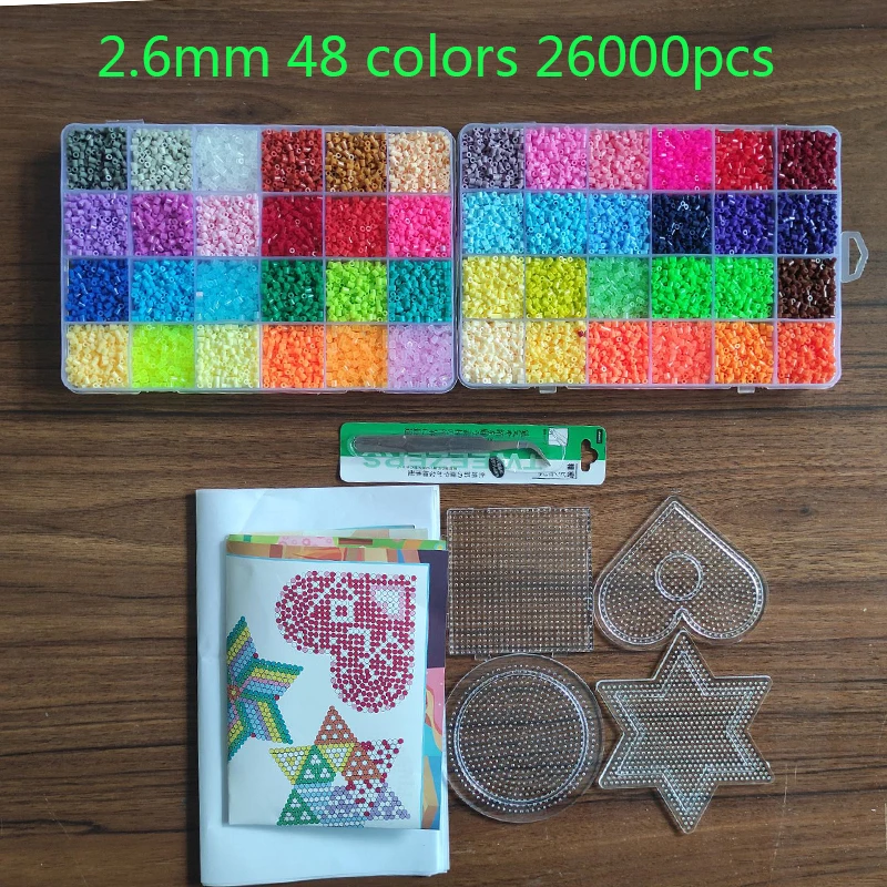 72/48 Màu Sắc Hộp Hama Hạt Đồ Chơi 2.6/5Mm Nhựa Xếp Hình Giáo Dục Trẻ Em 3D Ghép Hình Tự Làm Đồ Chơi Cầu Chì Hạt pegboard Tờ Ủi Giấy