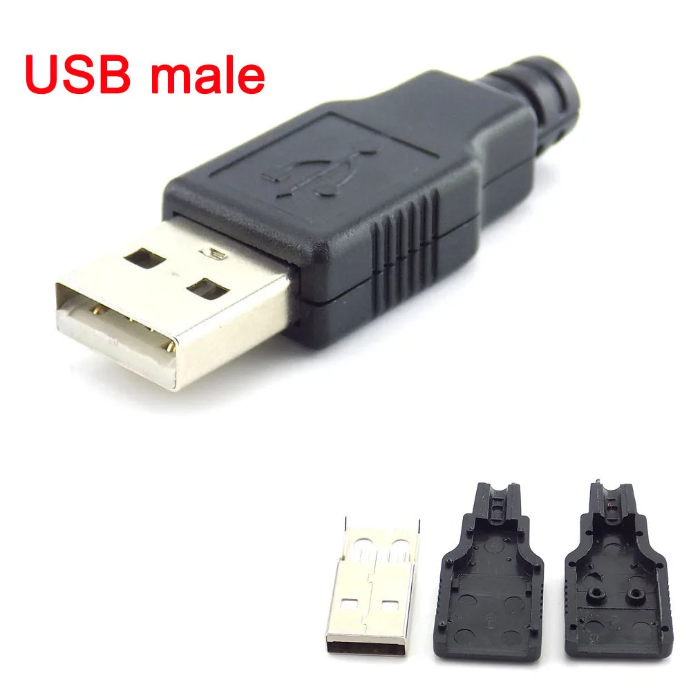 5/10 шт. 4 Pin USB 2,0 тип А Штекерный разъем, переходник с черной пластиковой крышкой, тип пайки, «сделай сам», разъем H10